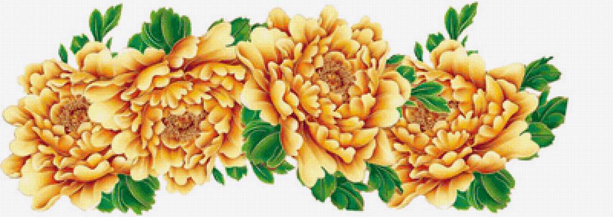 Пионы - желтые цветы, панелька, цветы, узор - предпросмотр