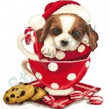Схема вышивки «Рождественский щенок»