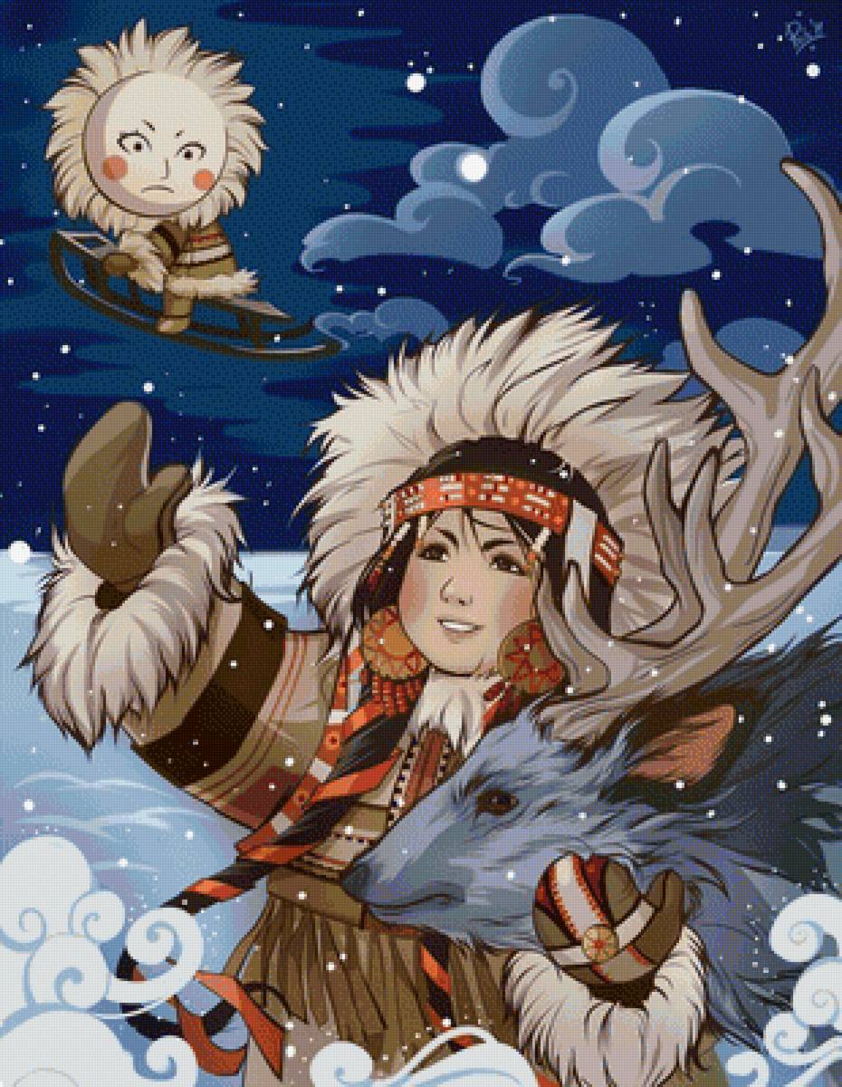 На встречу утру - олень, солнце, чукотка - предпросмотр