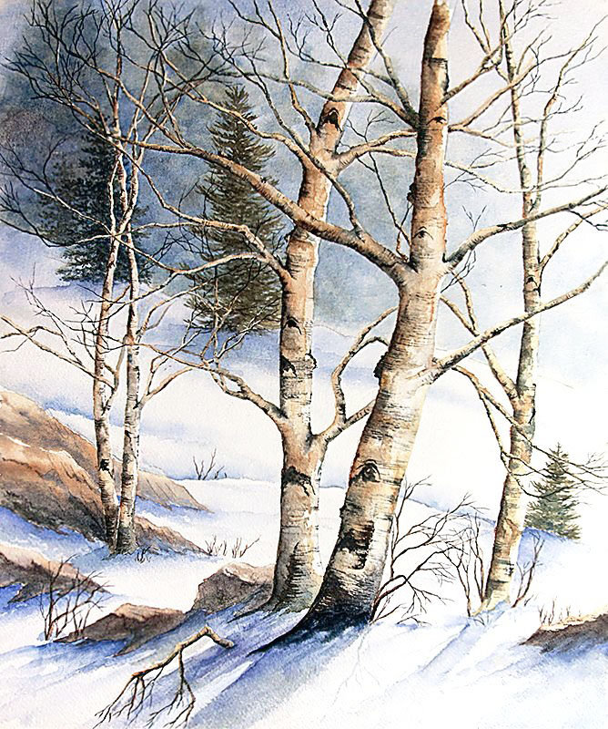 Березы - пейзаж зима, снег, природа, лес - оригинал