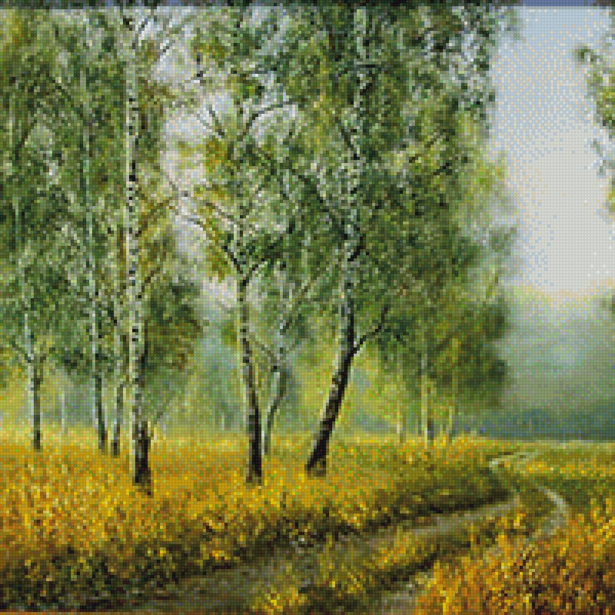 ЛЕТНЕЕ УТРО - березки, пейзаж - предпросмотр