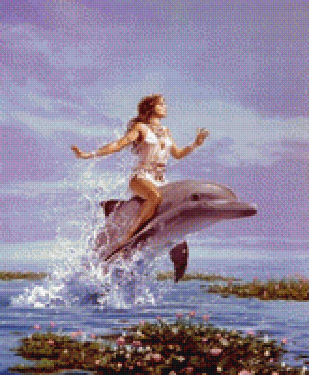 Девушка на дельфине -1 - лирика, дельфин, девушка - предпросмотр