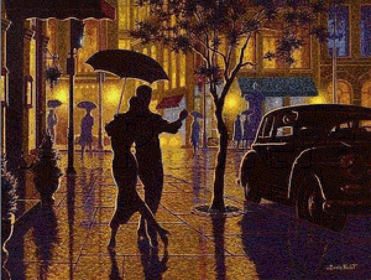 ВЕЧЕРНЕЕ ТАНГО - город, вечер, парочка, танец - предпросмотр