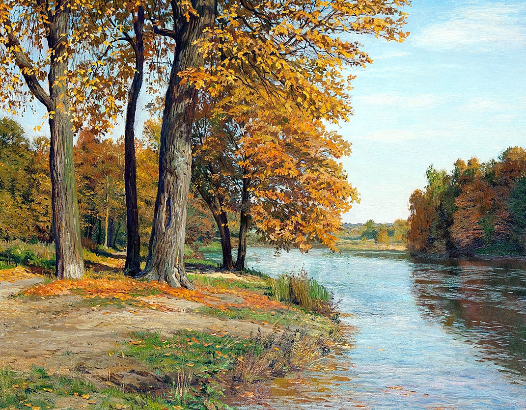 Осенний пейзаж - лес, осень, река - оригинал