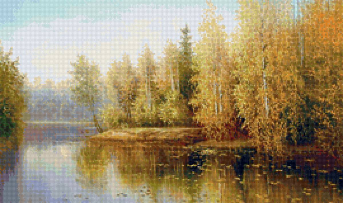 Худ. Корников Юрий - природа, река, пейзаж осень - предпросмотр