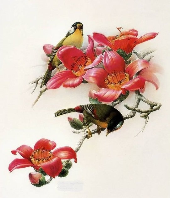 По картине худ. Зенг Ксяо Лянг - птицы, цветы - оригинал