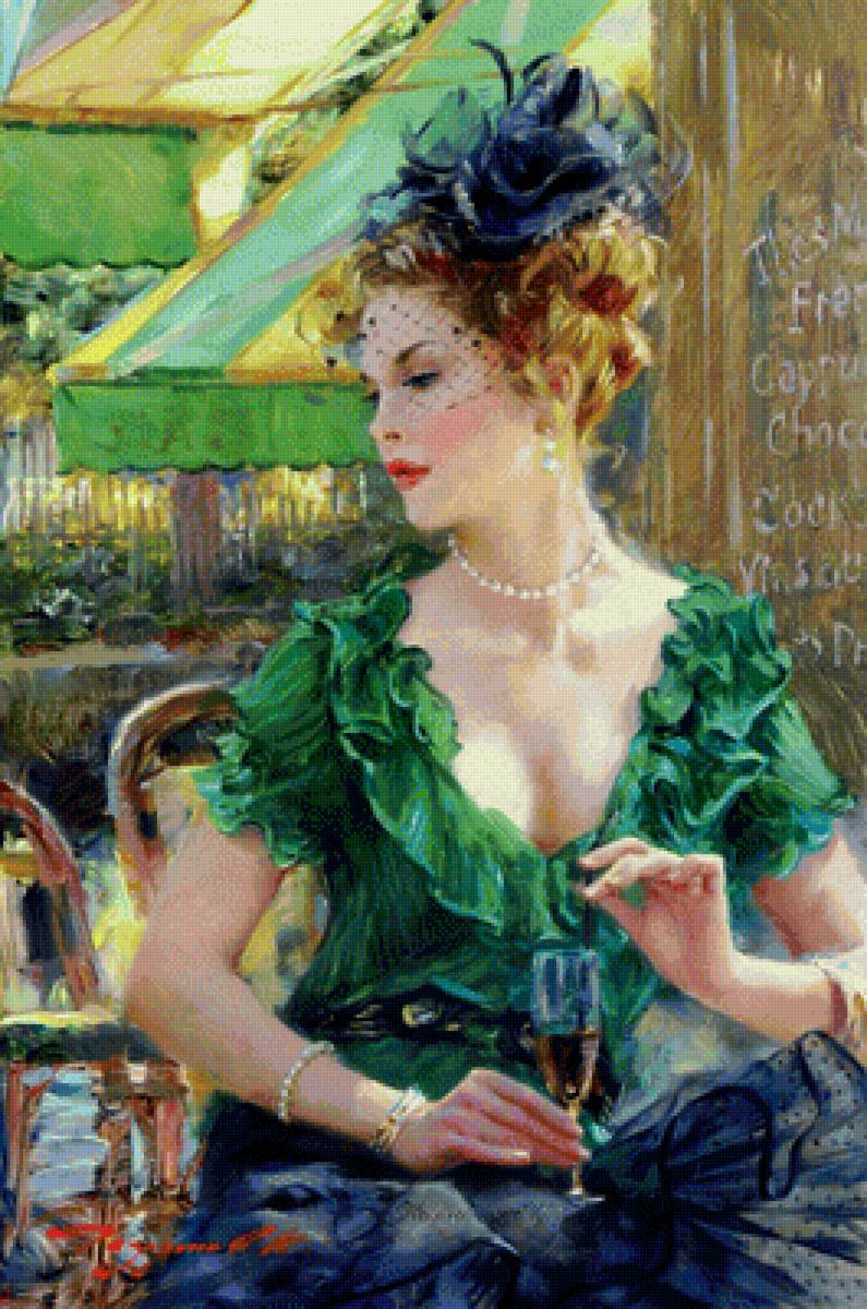 Кокетка. По картине Константина Разумова - лето, женщина, шляпка - предпросмотр