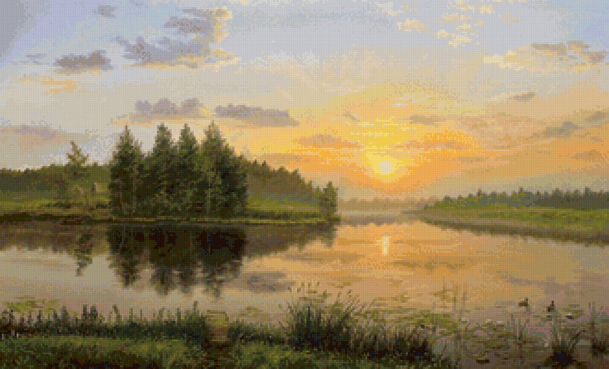 Соловьиное утро - рассвет, пейзаж лето, река, природа - предпросмотр