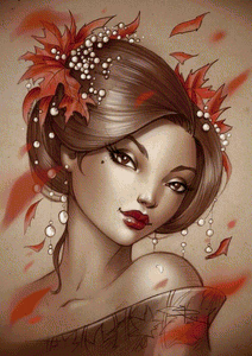 Гейша - осень. - очарование востока 4, гейша - осень - предпросмотр