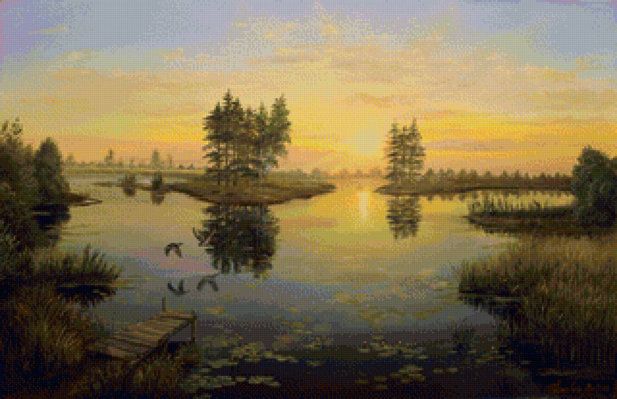 Тёплое утро - утро, вода, пейзаж лето, природа - предпросмотр