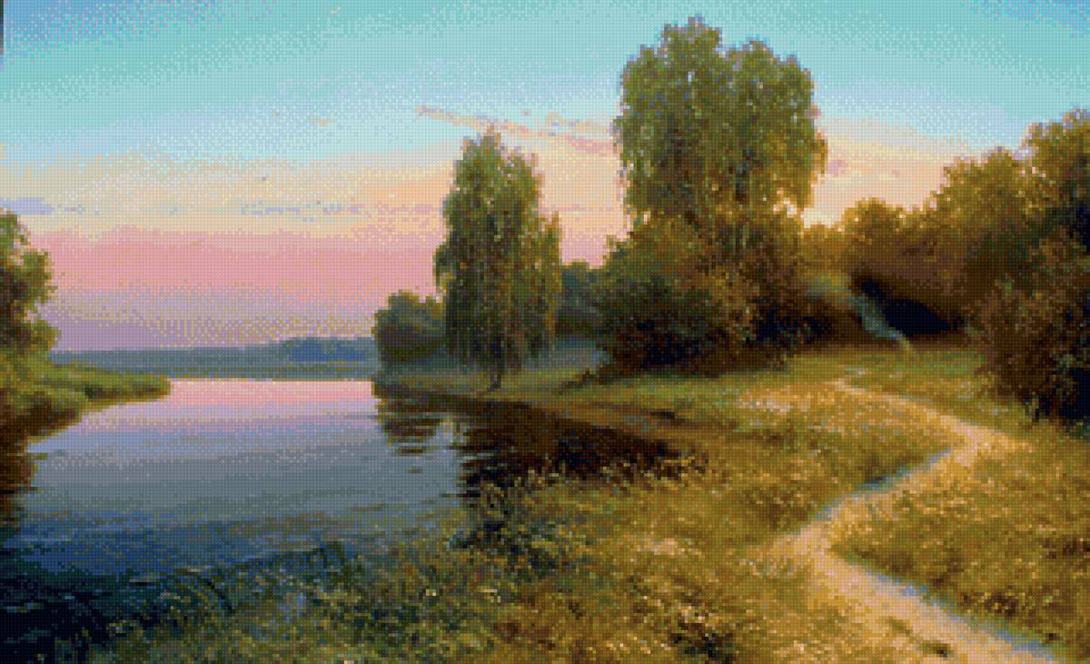 Худ. Хабиров Вячеслав - пейзаж лето, природа, река, вода - предпросмотр