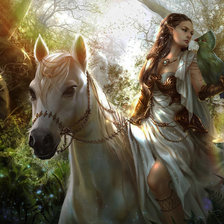 Эльфийка на белой лошади