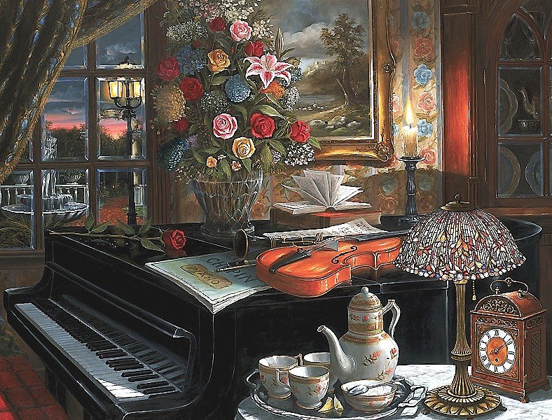 вечерний чай - картина - оригинал