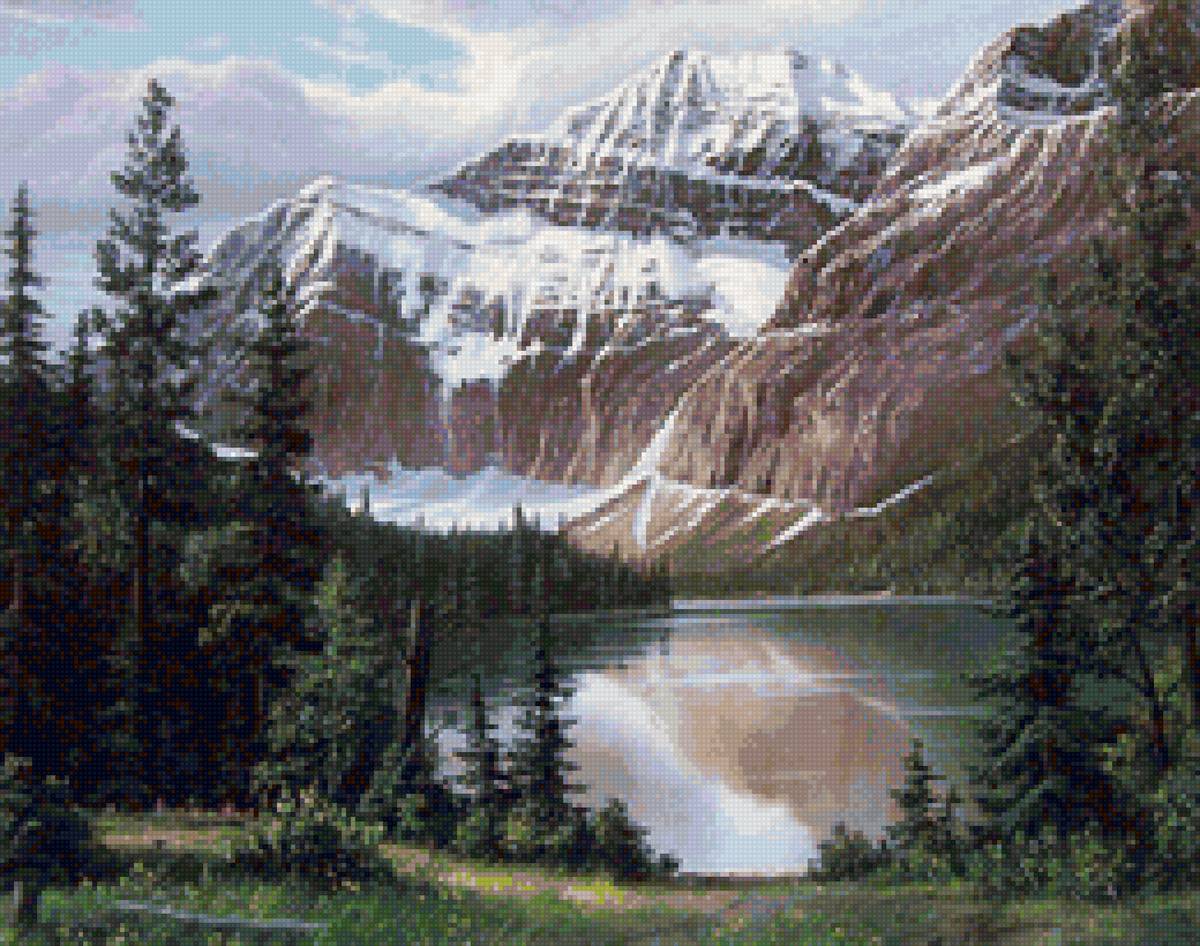 Худ. Фред Бачвитз - горы, природа, пейзаж зима, вода - предпросмотр