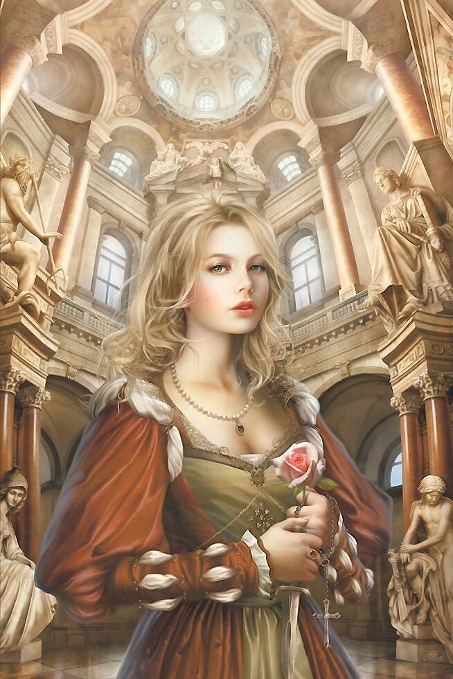 девушка с розой - картина - оригинал