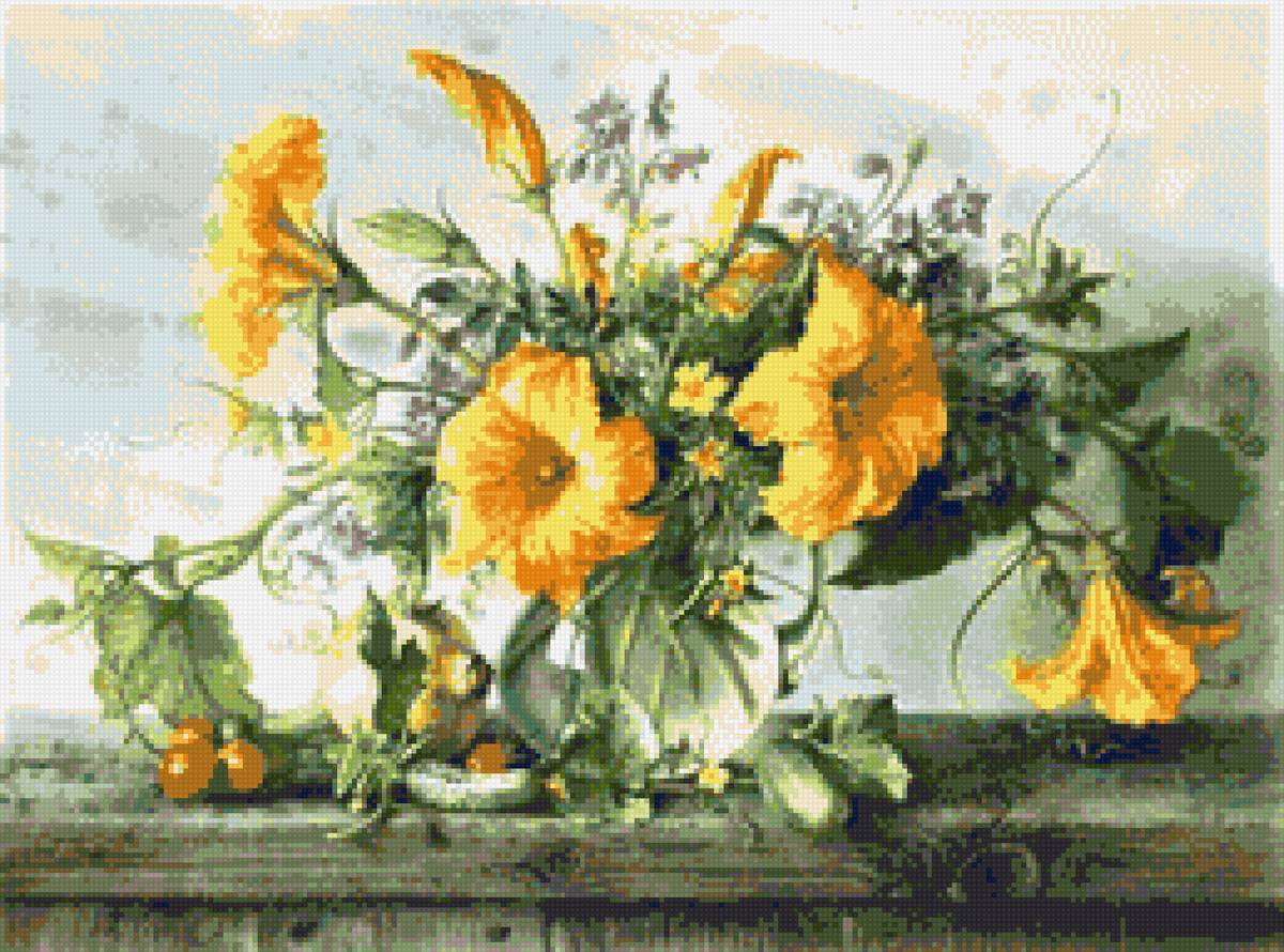 желтый букетик - ваза, цветы, натюрморт, букет - предпросмотр