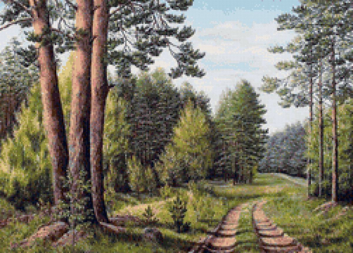 Худ. Нина Рыжкова - лес, природа, пейзаж лето, тропа - предпросмотр