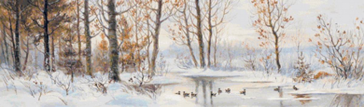 Худ.Муравьёв. Лисья охота - лес, пейзаж зима, снег, природа - предпросмотр