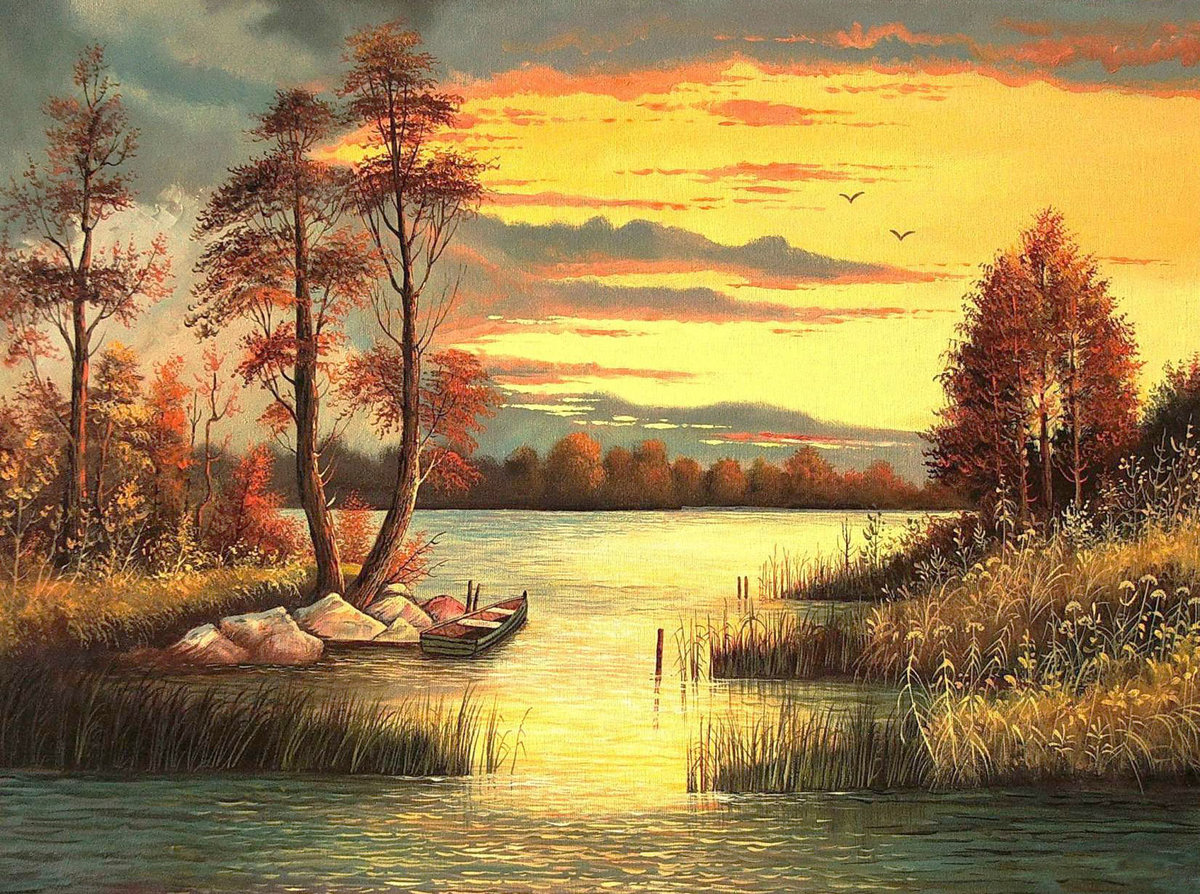 Осень - река, вечер, пейзаж осень, природа - оригинал