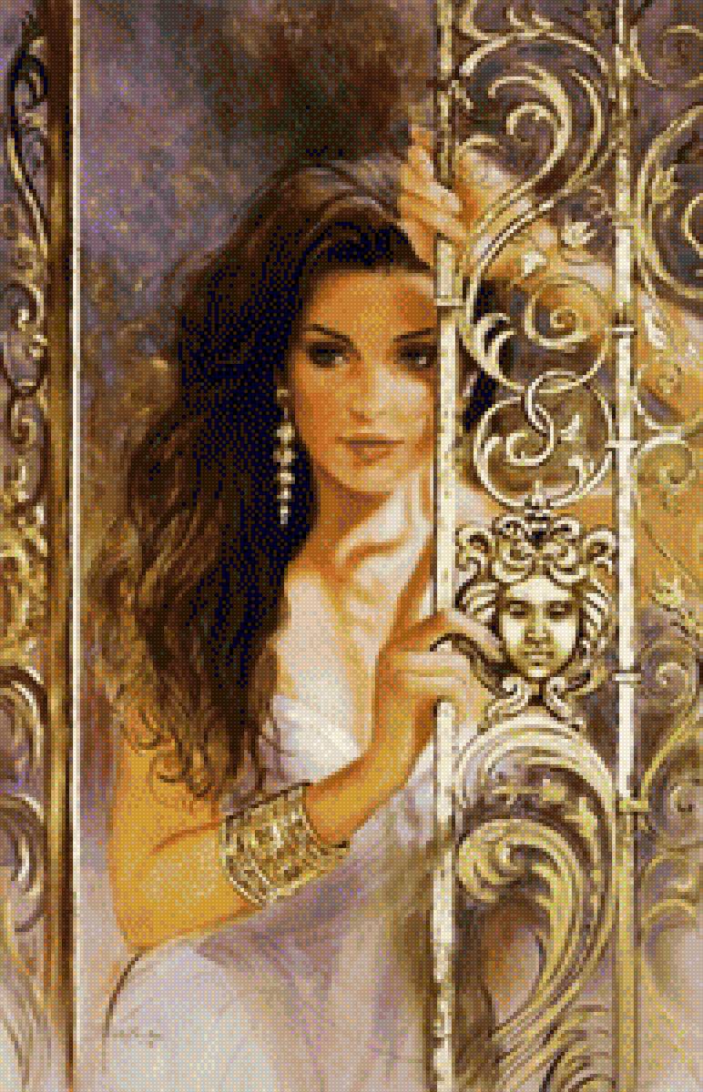 MUJER EN LA REJA - 193 x 300 cruces - предпросмотр