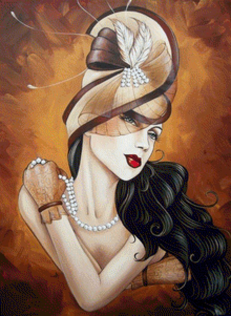 DAMA CON TOCADO - 220 x 300 cruces - предпросмотр