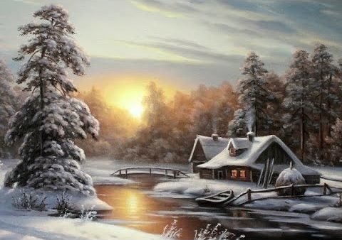 Зимний вечер - пейзаж - оригинал