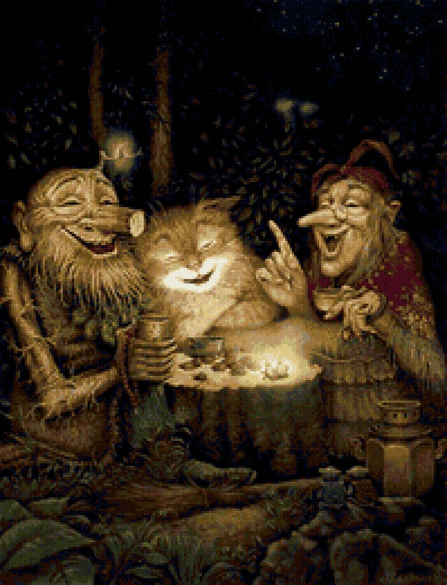 Леший кикимора и кот - сказки легенды, лесные жители - предпросмотр