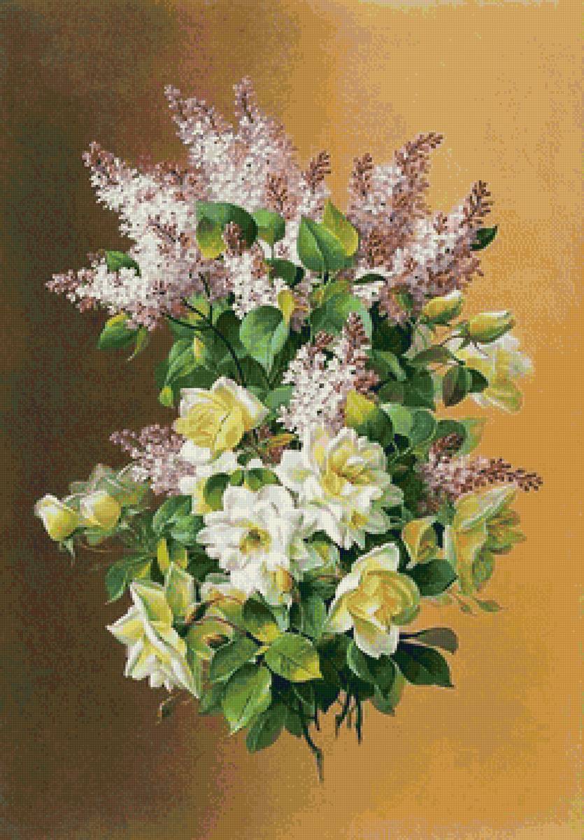 Розы и сирень - букет, цветы - предпросмотр