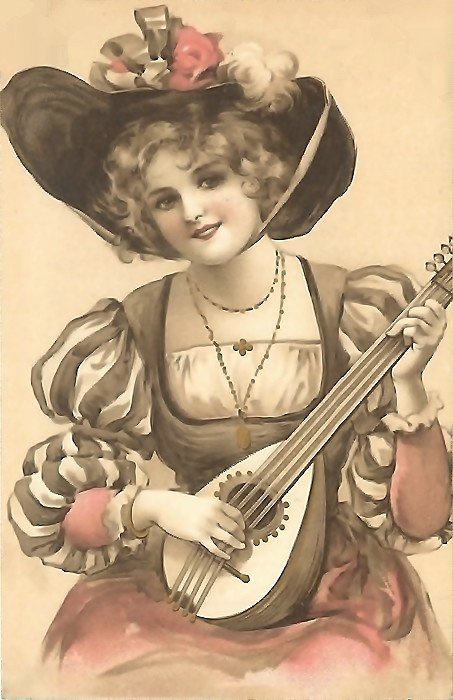 ретро девушка - открытка - оригинал