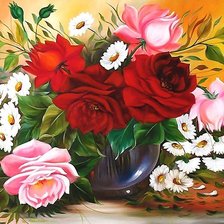 Схема вышивки «розы и ромашки»