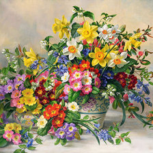 Оригинал схемы вышивки «цветы в вазе» (№1838815)