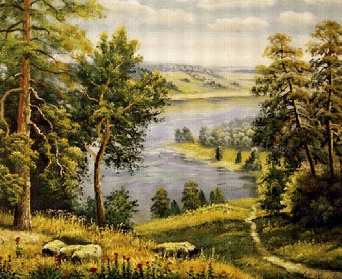 Сосны у реки - тропинка, лес, река, сосны - предпросмотр