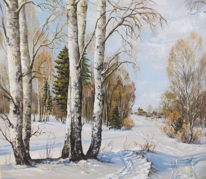Дорога в село - природа, лес, зима, дорога, снег - оригинал