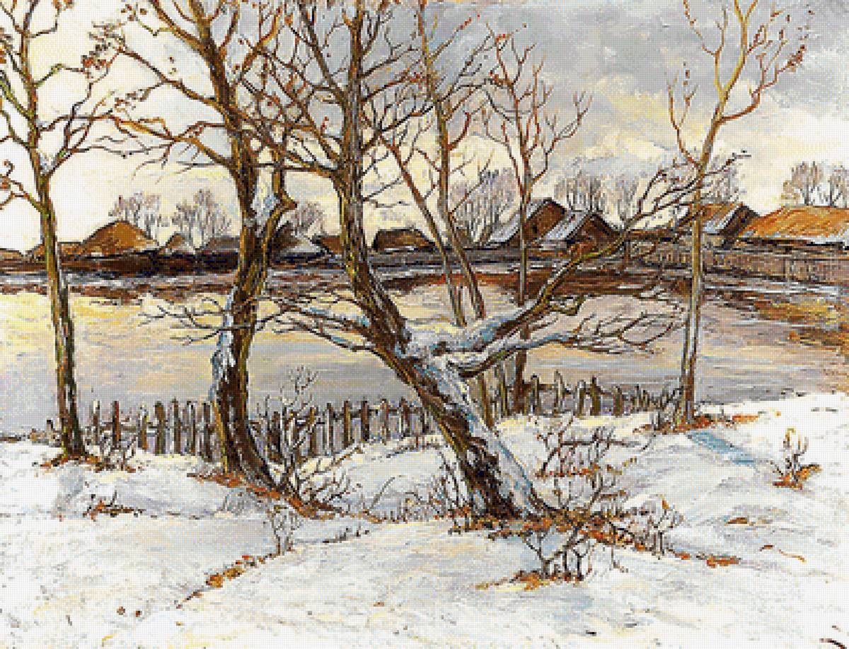 Зимний пейзаж. - пейзаж, живопись. - предпросмотр