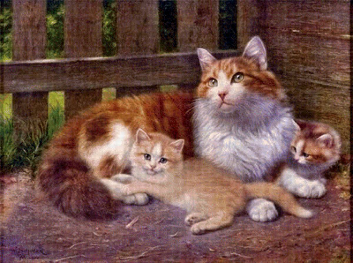 кошка с котятами - котята, кошка - предпросмотр