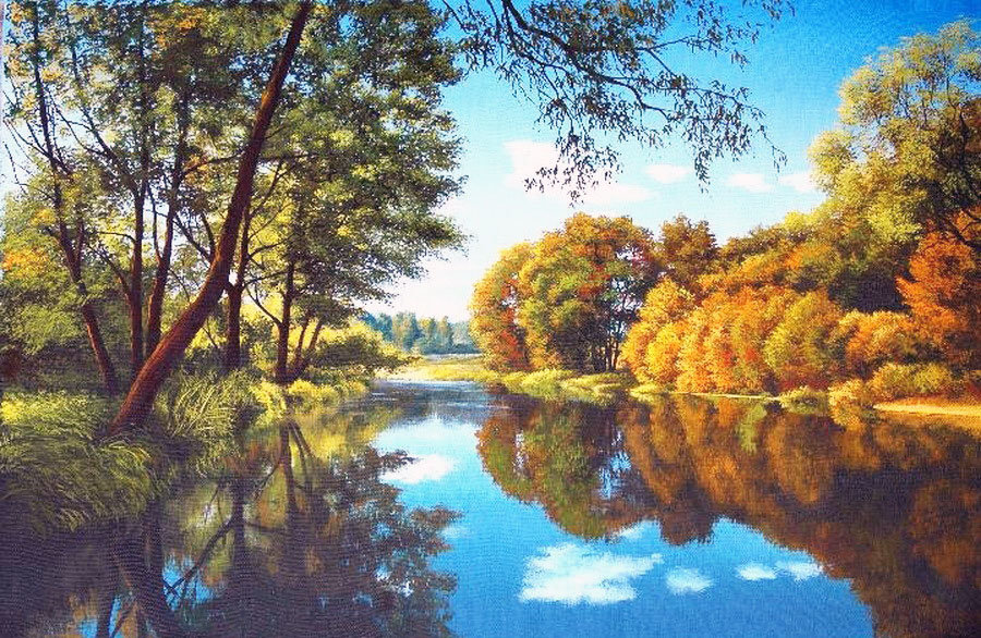 Худ. Былич Ал-др Леонидович - пейзаж осень, река, природа - оригинал