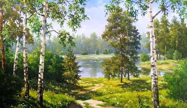 пейзаж - лето, природа, у реки - оригинал