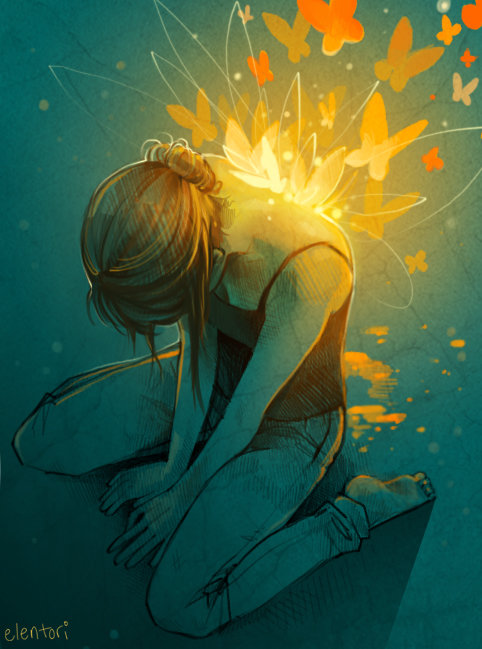 Девушка с бабочками - девушка, бабочки - оригинал