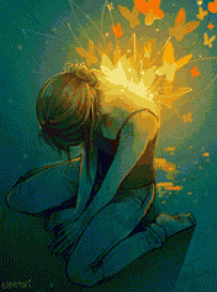 Девушка с бабочками - девушка, бабочки - предпросмотр