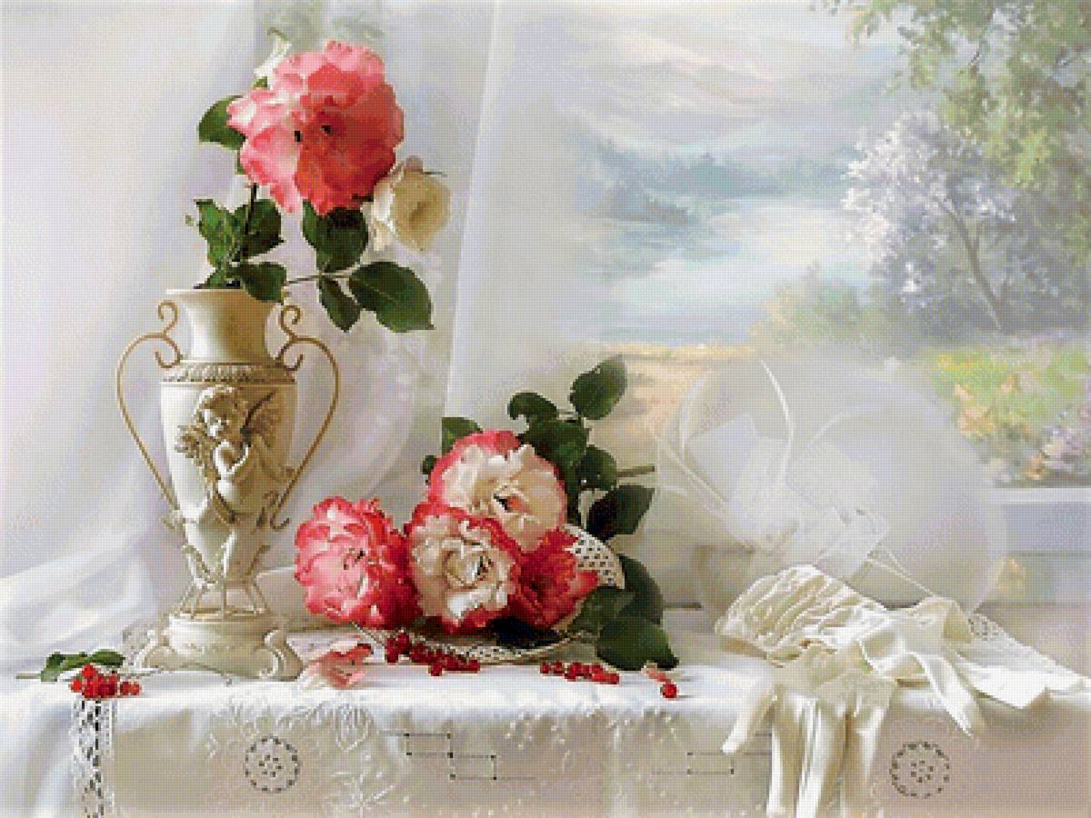 Сама нежность - цветы, картина, живопись, розы - предпросмотр