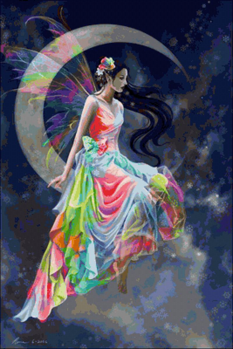 Rainbow fairy - large rainbow moon fairy - предпросмотр