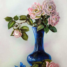 Оригинал схемы вышивки «розы в вазе» (№1841886)