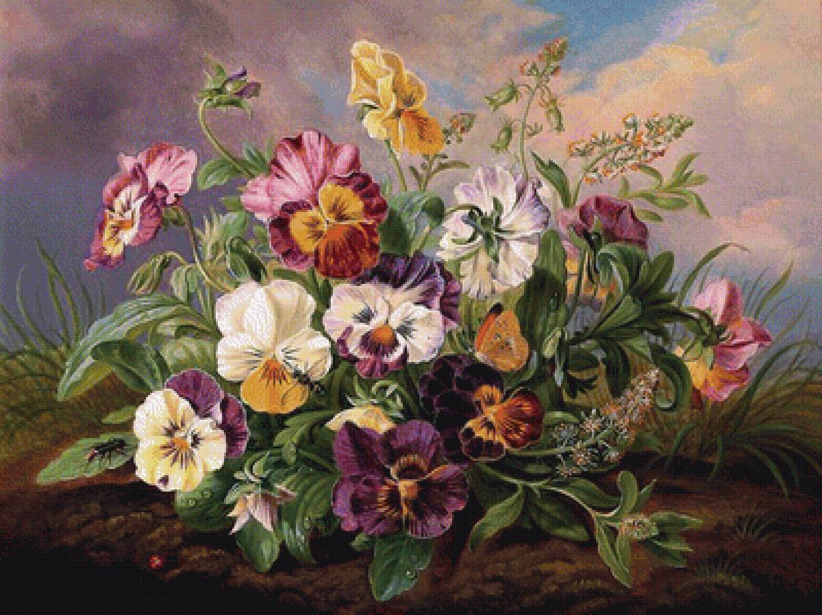 анютины глазки - картина - предпросмотр