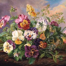 Схема вышивки «анютины глазки»