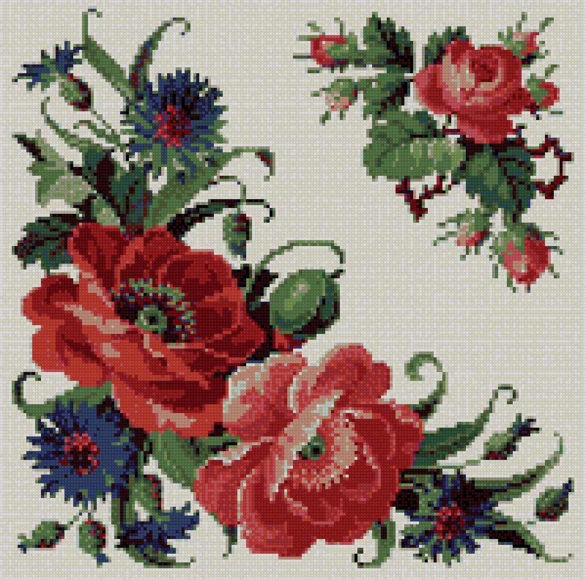 букет-ретро - скатерть, цветы, подушка, салфетка, ретро, букет - предпросмотр