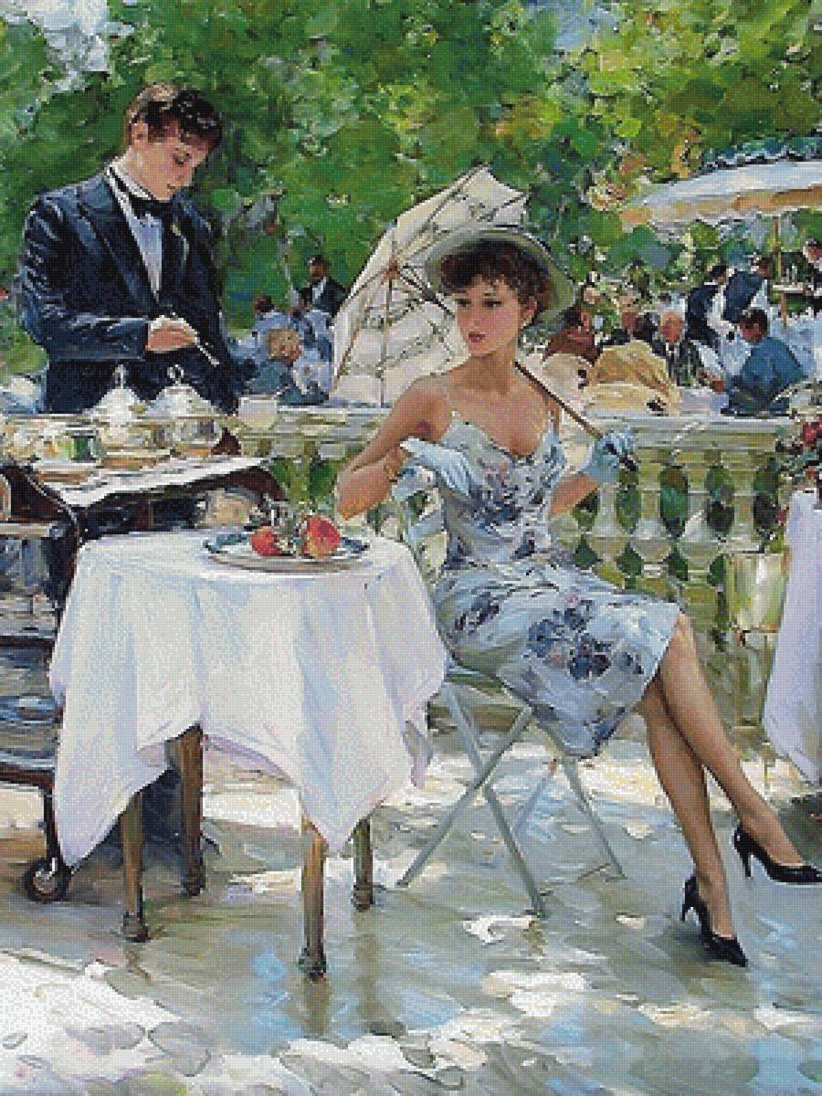 девушка за столом - предпросмотр