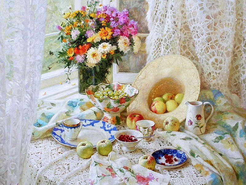 цветы и яблоки - оригинал