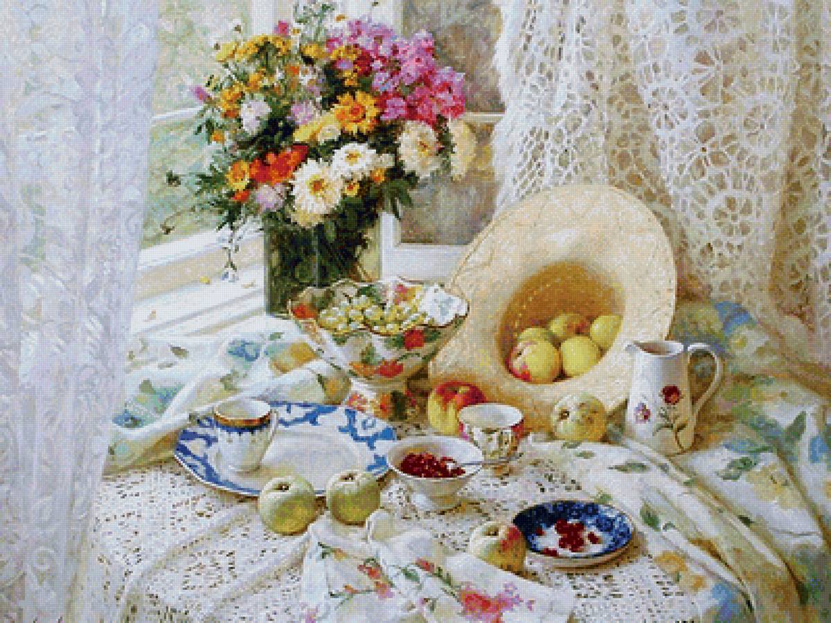 цветы и яблоки - предпросмотр