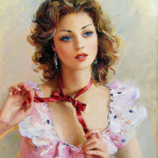 Схема вышивки «девушка  художник Константин Разумов»