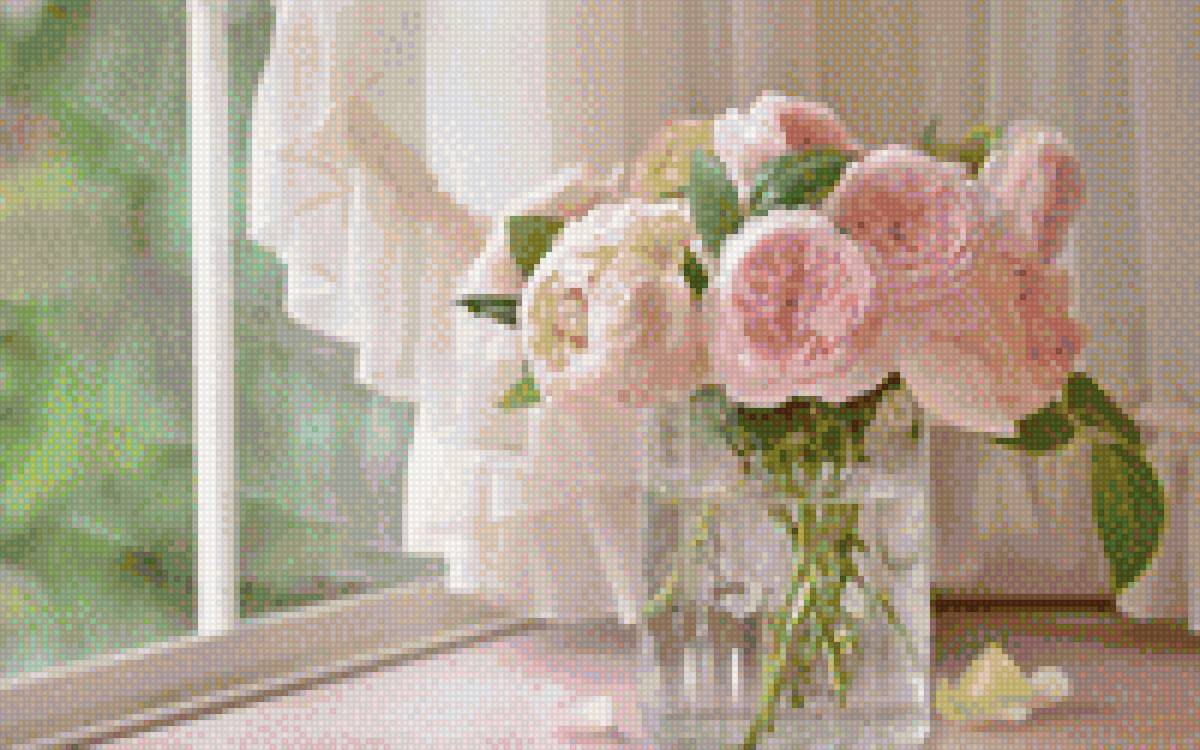 букетик у окна - цветы окно букет - предпросмотр